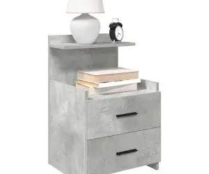 Noptiere 2 buc. cu 2 sertare, gri beton, 40x36,5x62 cm