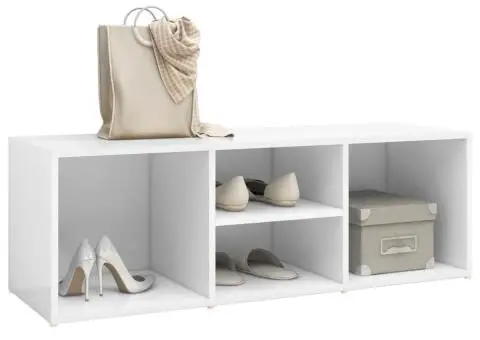 Banca depozitare pentru pantofi alb 105x35x35 cm lemn prelucrat - 3/5