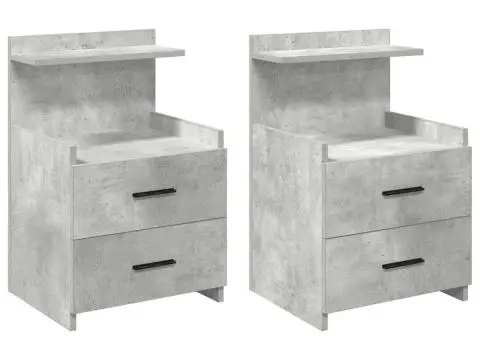 Noptiere 2 buc. cu 2 sertare, gri beton, 40x36,5x62 cm - 2/5