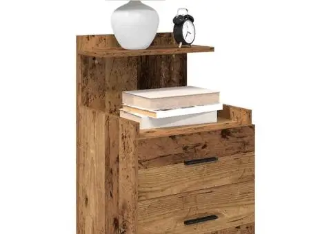 Noptiere 2 buc. cu 2 sertare, lemn vechi, 40x36,5x62 cm - 1/5