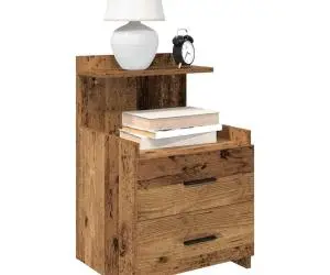 vidaXL Noptiere 2 buc. cu 2 sertare, lemn vechi, 40x36,5x62 cm