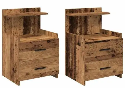 Noptiere 2 buc. cu 2 sertare, lemn vechi, 40x36,5x62 cm - 2/5