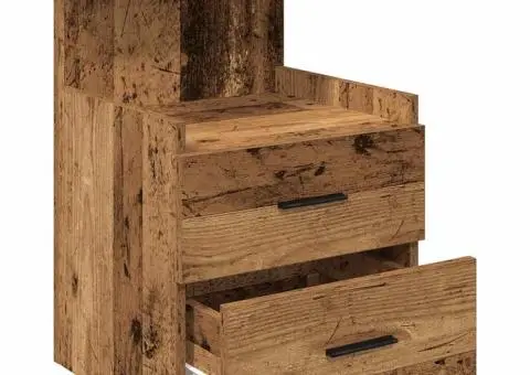 Noptiere 2 buc. cu 2 sertare, lemn vechi, 40x36,5x62 cm - 5/5