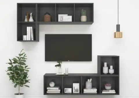 Dulapuri de perete, 4 buc., gri, 37x37x37 cm, PAL - 5/5