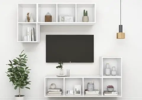 Dulapuri de perete, 4 buc., alb, 37x37x37 cm, PAL - 5/5