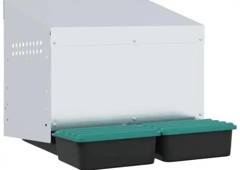 Cuibăr pentru găini cu 2 compartimente, montat pe perete, oțel galvanizat - 2/5