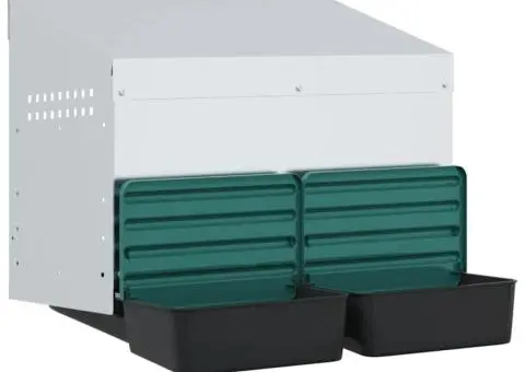 Cuibăr pentru găini cu 2 compartimente, montat pe perete, oțel galvanizat - 4/5