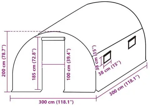 Copertină de rezervă pentru seră (9 m²), transparent, 3x3x2 m - 5/5