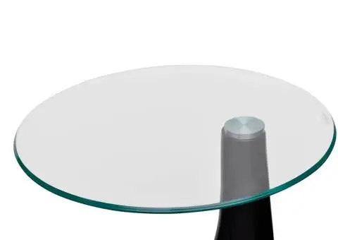 Măsuță de cafea cu blat rotund din sticlă, negru lucios - 5/5