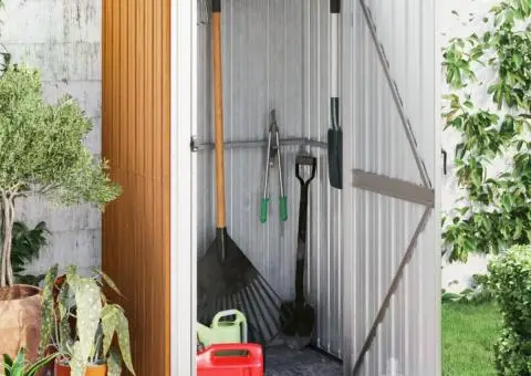 Șopron de grădină, maro, 118,5x97x209,5 cm, oțel zincat - 1/5