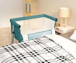 vidaXL Pat pentru copii cu saltea, verde, pânză textil