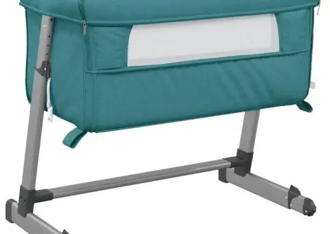 Pat pentru copii cu saltea, verde, pânză textil - 2/5