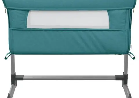 Pat pentru copii cu saltea, verde, pânză textil - 3/5