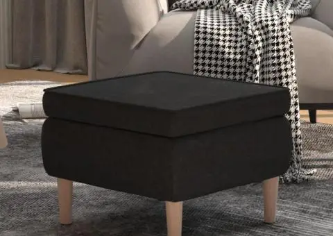 Scaun cu picioare din lemn, negru, material textil - 1/5