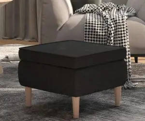 vidaXL Scaun cu picioare din lemn, negru, material textil