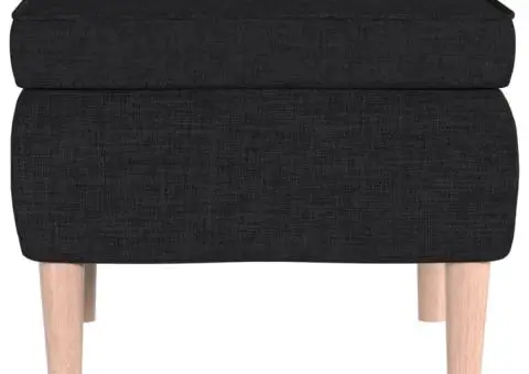 Scaun cu picioare din lemn, negru, material textil - 3/5