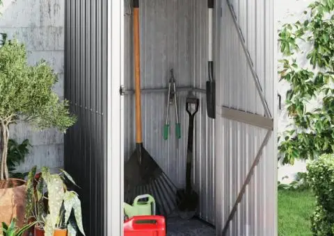 Șopron de grădină, gri, 118,5x97x209,5 cm, oțel zincat - 1/5