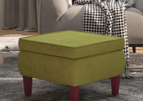 Scaun cu picioare din lemn, verde deschis, catifea - 1/5