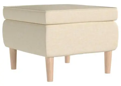 Scaun cu picioare din lemn, crem, material textil - 2/5