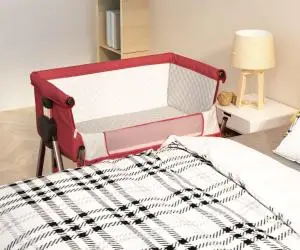 vidaXL Pat pentru copii cu saltea, roșu, pânză textil
