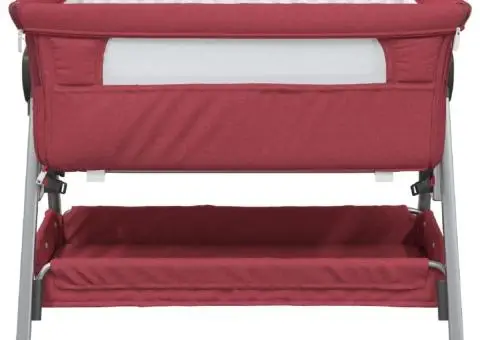 Pat pentru copii cu saltea, roșu, pânză textil - 3/5