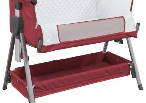 Pat pentru copii cu saltea, roșu, pânză textil - 4/5