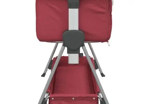 Pat pentru copii cu saltea, roșu, pânză textil - 5/5