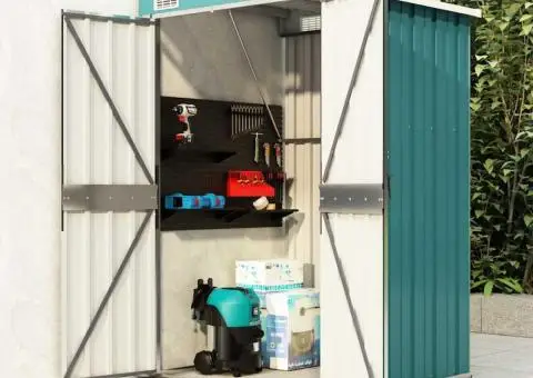 Șopron grădină/montaj perete verde 118x100x178 cm oțel zincat - 1/5