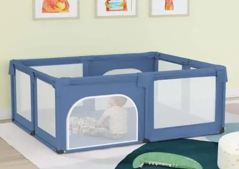 Țarc pentru copii cu 2 uși, albastru deschis, țesătură Oxford - 1/5