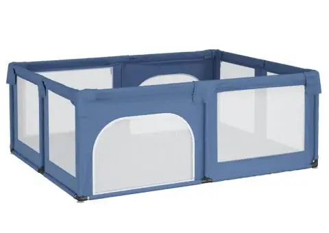 Țarc pentru copii cu 2 uși, albastru deschis, țesătură Oxford - 2/5