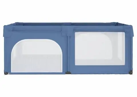 Țarc pentru copii cu 2 uși, albastru deschis, țesătură Oxford - 4/5