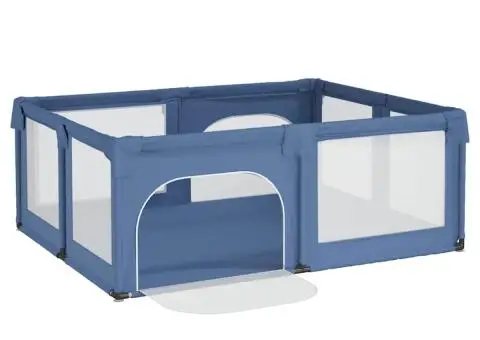 Țarc pentru copii cu 2 uși, albastru deschis, țesătură Oxford - 5/5