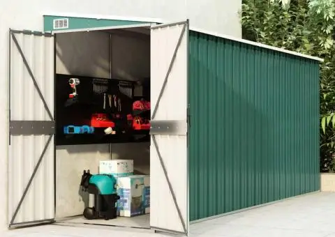 Șopron grădină/montaj perete verde, 118x382x178 cm, oțel zincat - 1/5