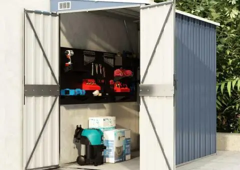 Șopron grădină/montaj perete gri 118x194x178 cm oțel zincat - 1/5