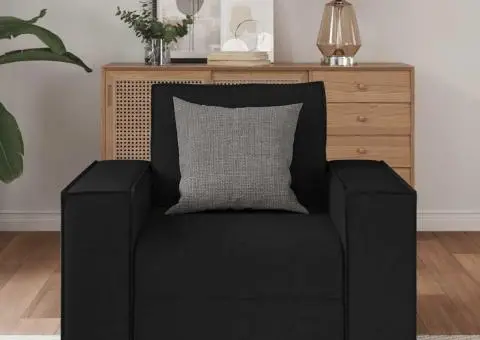 Canapea fotoliu negru 60 cm material textil - 3/5