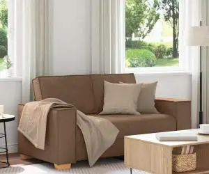 Canapea cu 2 locuri, maro, 120 cm, material textil
