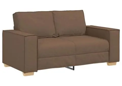 Canapea cu 2 locuri, maro, 120 cm, material textil - 2/5