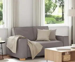 Canapea cu 2 locuri, gri taupe, 120 cm, material textil