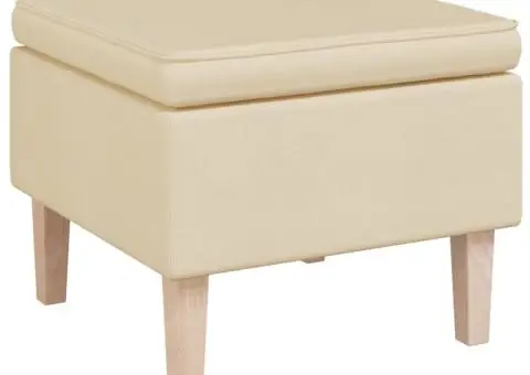 Scaun cu picioare din lemn, crem, material textil - 2/5