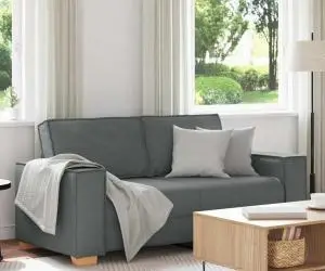 Canapea cu 2 locuri, gri închis, 140 cm, material textil