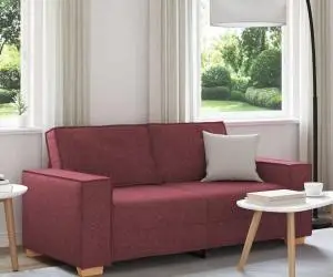 Canapea cu 2 locuri, roșu vin, 140 cm, material textil