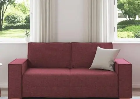 Canapea cu 2 locuri, roșu vin, 140 cm, material textil - 3/5