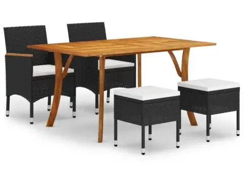 Set de masă pentru grădină, 5 piese, negru - 1/5