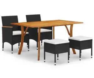 vidaXL Set de masă pentru grădină, 5 piese, negru