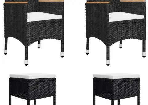 Set de masă pentru grădină, 5 piese, negru - 2/5