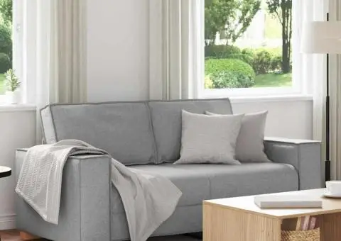 Canapea cu 2 locuri, gri nor, 140 cm, material textil - 1/5