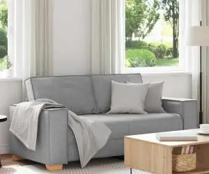 vidaXL Canapea cu 2 locuri, gri nor, 140 cm, material textil