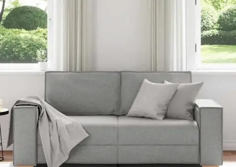 Canapea cu 2 locuri, gri nor, 140 cm, material textil - 3/5