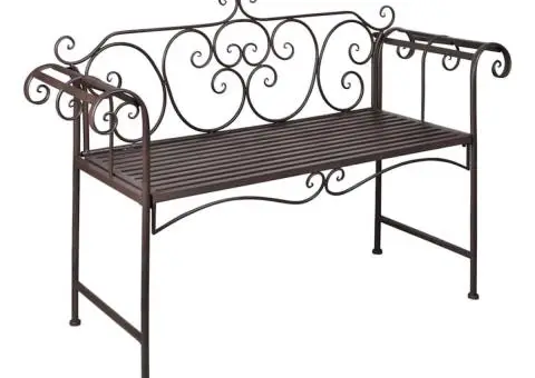 Bancă de grădină, maro învechit, 132 cm, oțel - 1/5