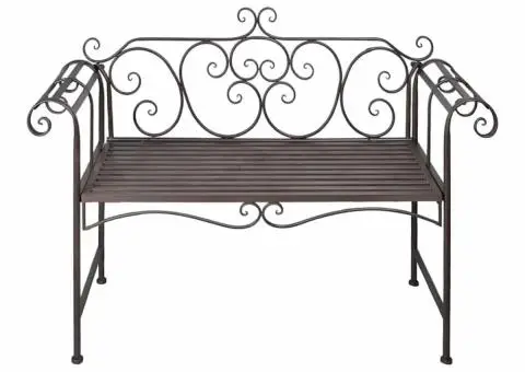 Bancă de grădină, maro învechit, 132 cm, oțel - 2/5